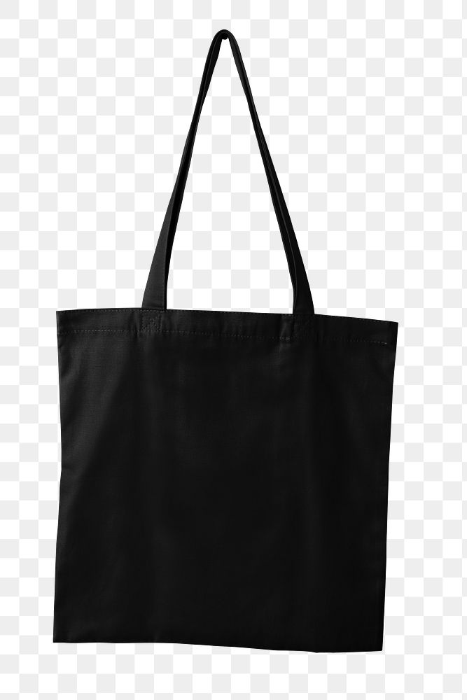 Black tote bag png, transparent background