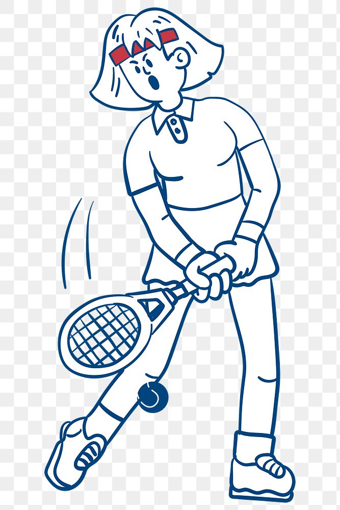 Tennis athlete woman png cartoon sticker, transparent background