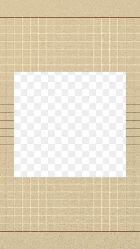 Beige grid frame png, transparent design