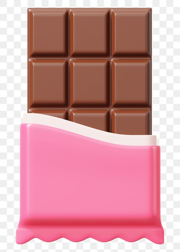 Chocolate bar png food, 3D illustration, transparent background
