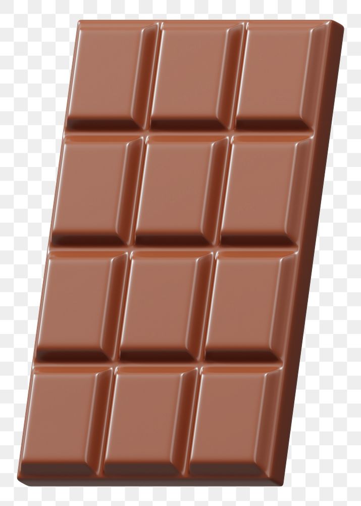 Chocolate bar png food, 3D illustration, transparent background