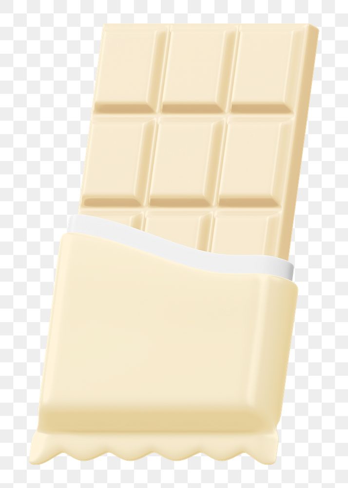 Milk chocolate bar png food, 3D illustration, transparent background