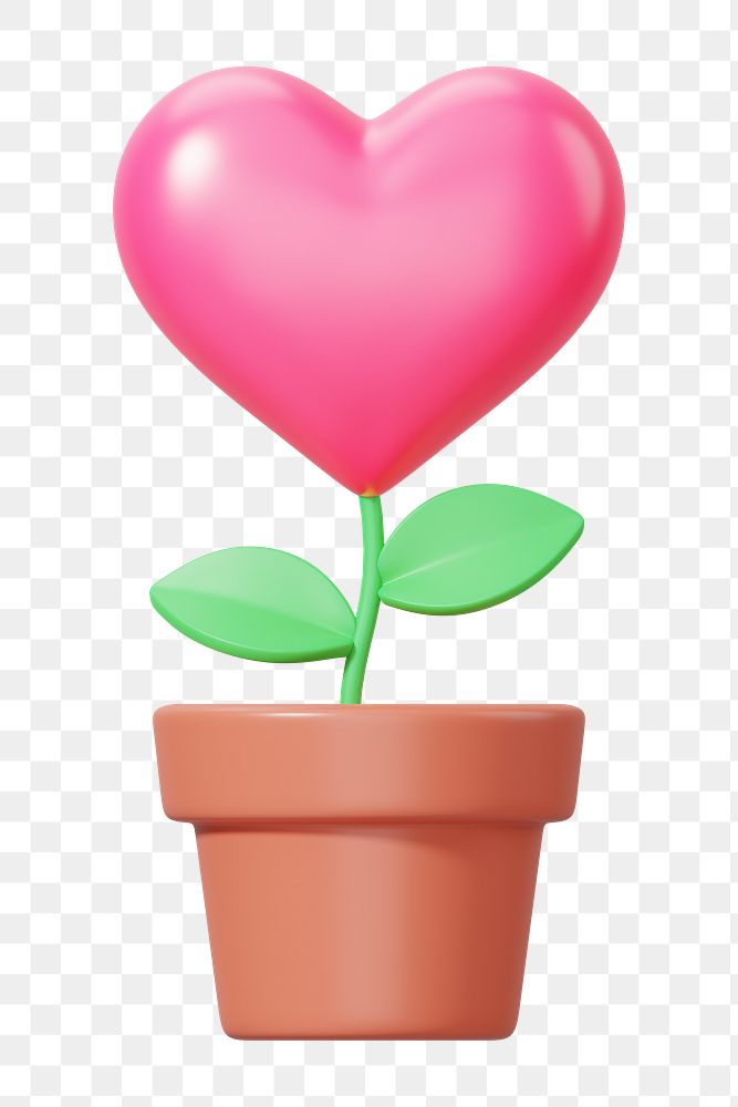 Pink heart plant png 3D element, transparent background