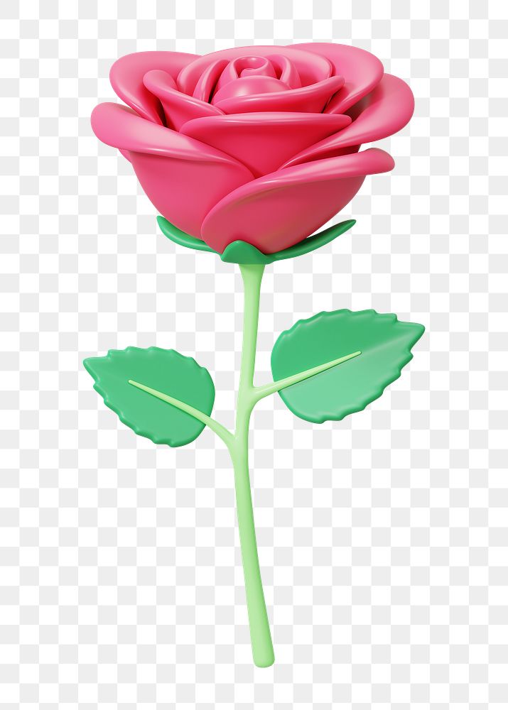 Pink rose png flower, 3D illustration, transparent background