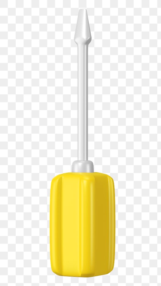 PNG 3D yellow screwdriver, element illustration, transparent background