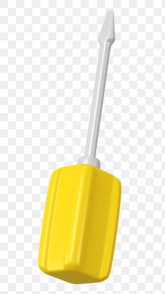 PNG 3D yellow screwdriver, element illustration, transparent background