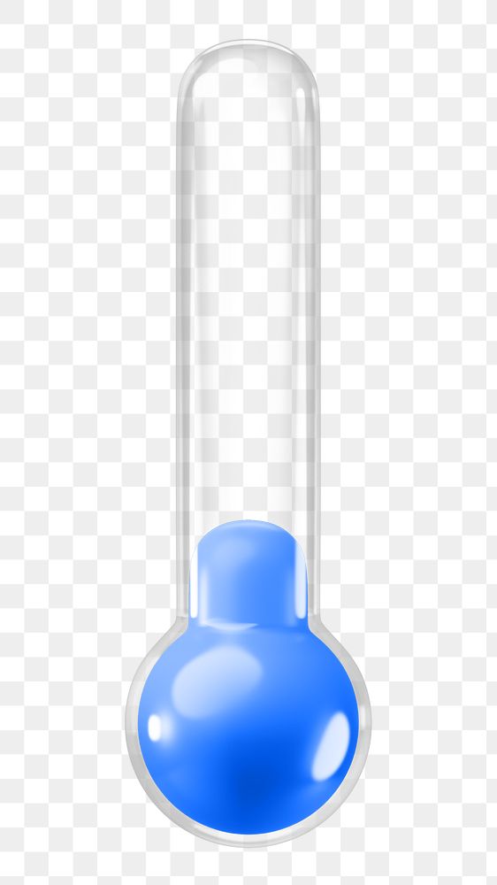 PNG 3D blue thermometer, element illustration, transparent background