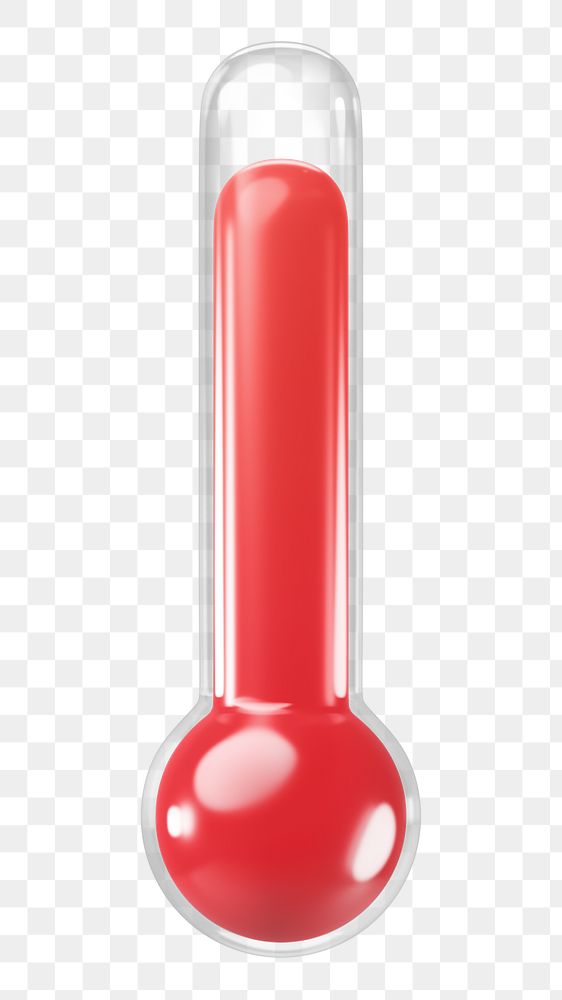 PNG 3D red thermometer, element illustration, transparent background