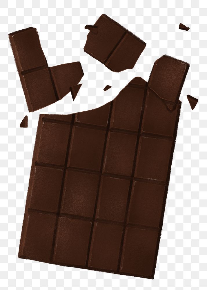 Dark chocolate bar png sticker, dessert illustration, transparent background