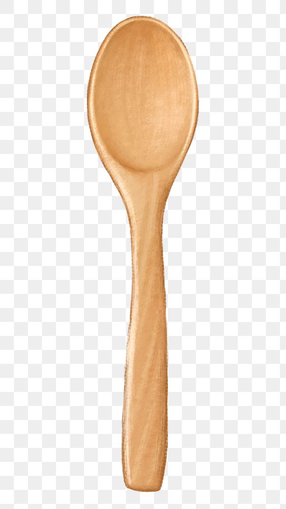 Wooden spoon cutlery png sticker, transparent background