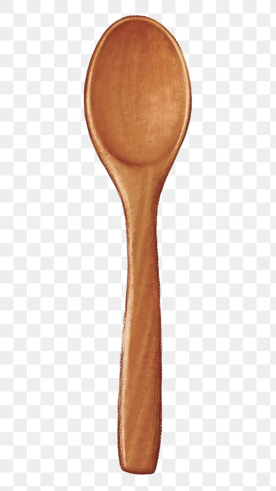 Wooden spoon cutlery png sticker, transparent background