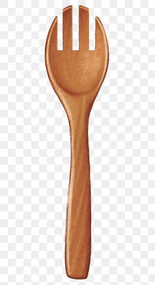 Wooden spork png sticker, transparent background