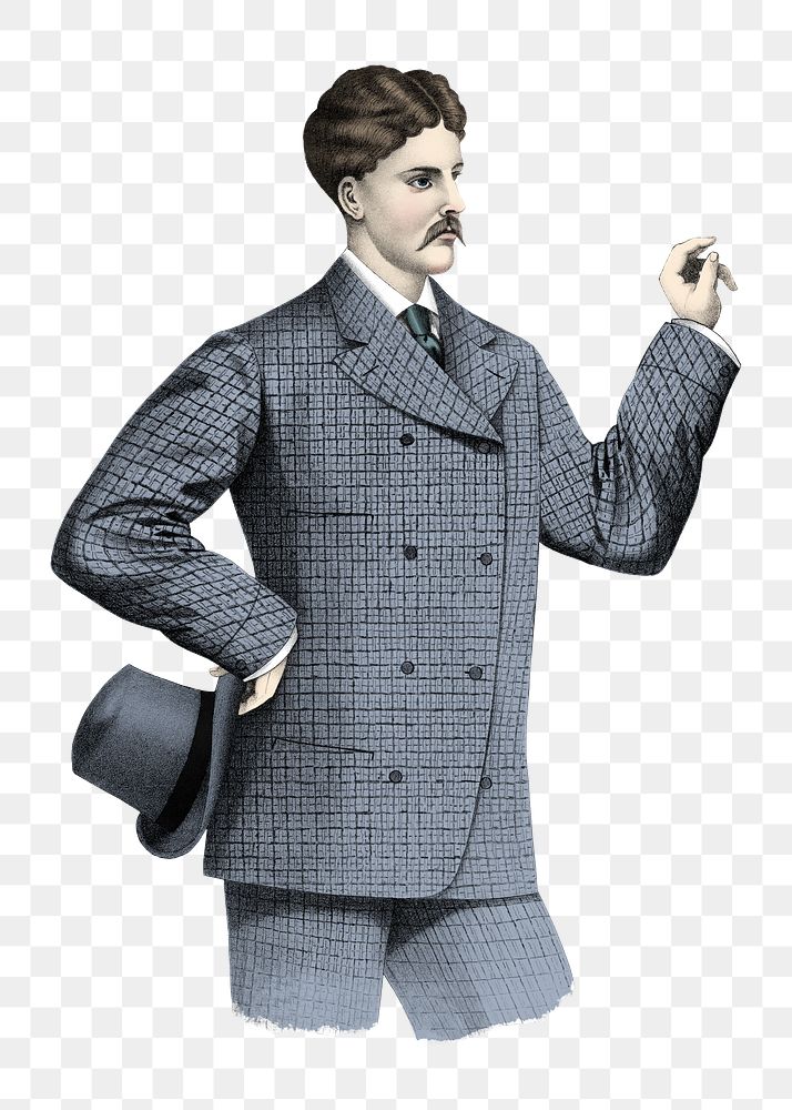 Victorian businessman png with top hat, transparent background. Remixed by rawpixel.