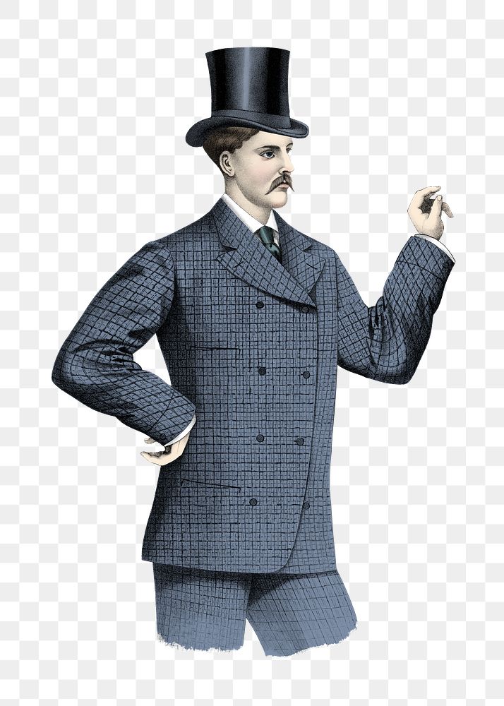 Victorian businessman png with top hat, transparent background. Remixed by rawpixel.