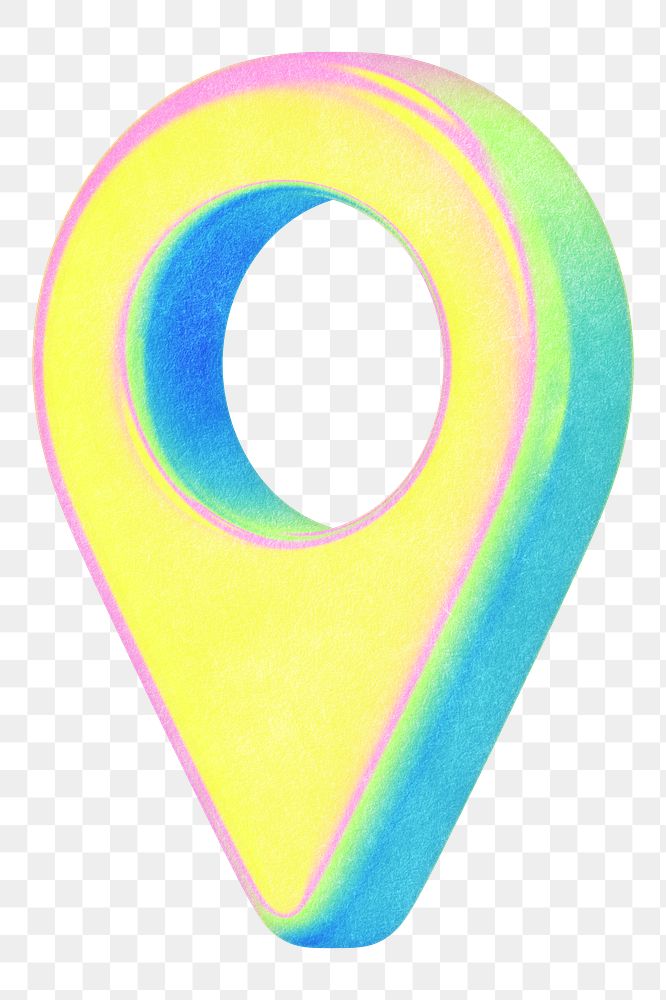 Holographic location pin icon png, transparent background