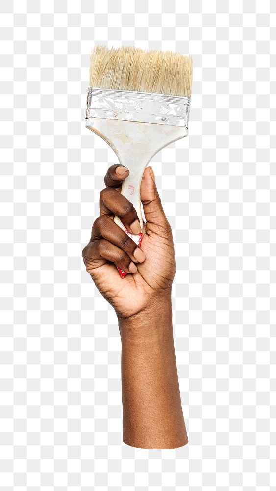 Paint brush png in hand on transparent background