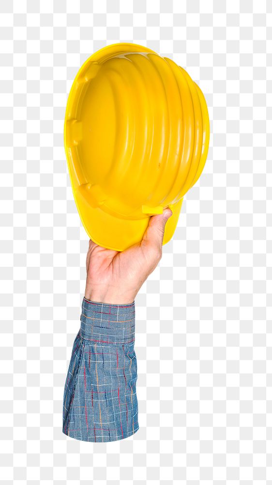 Safety hat png in hand on transparent background