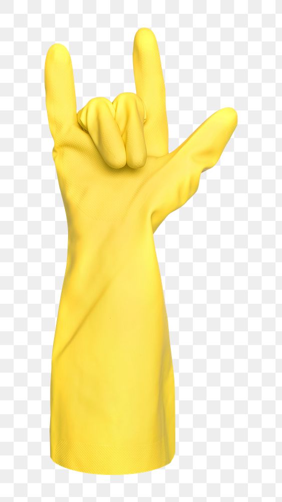 Rubber glove png in hand on transparent background