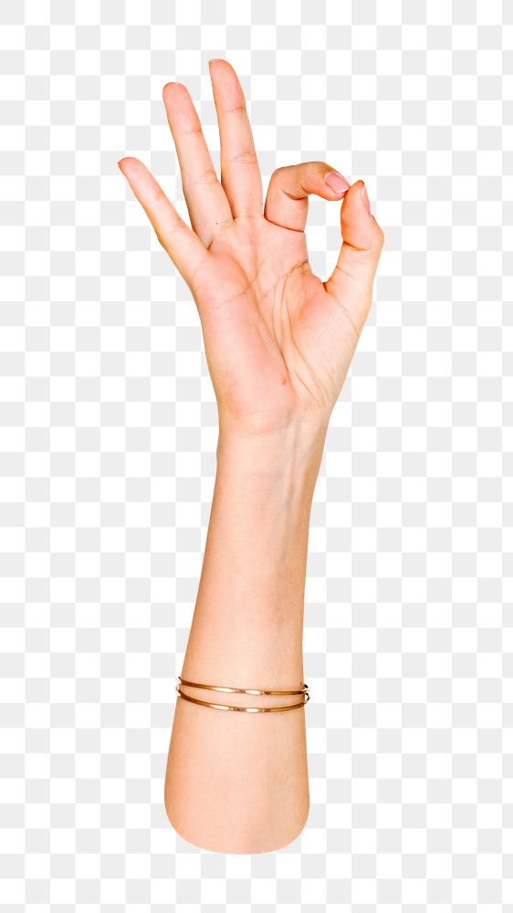 OK png hand gesture, sign language on transparent background