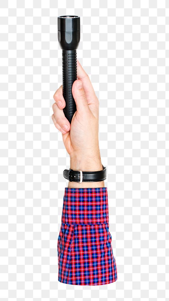 Flashlight png in hand on transparent background