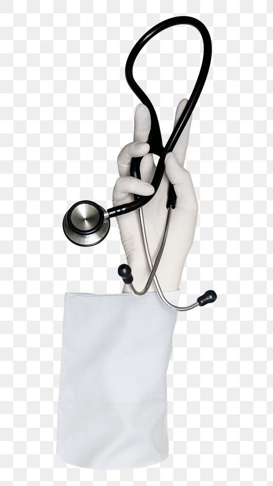 Stethoscope png in hand on transparent background