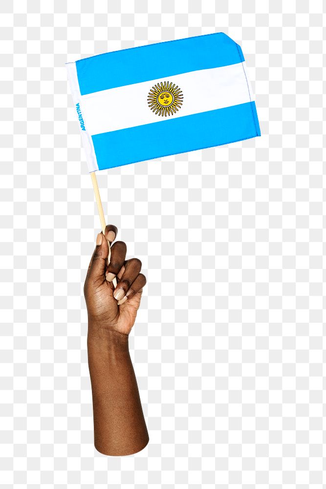 Argentina's flag png in hand on transparent background