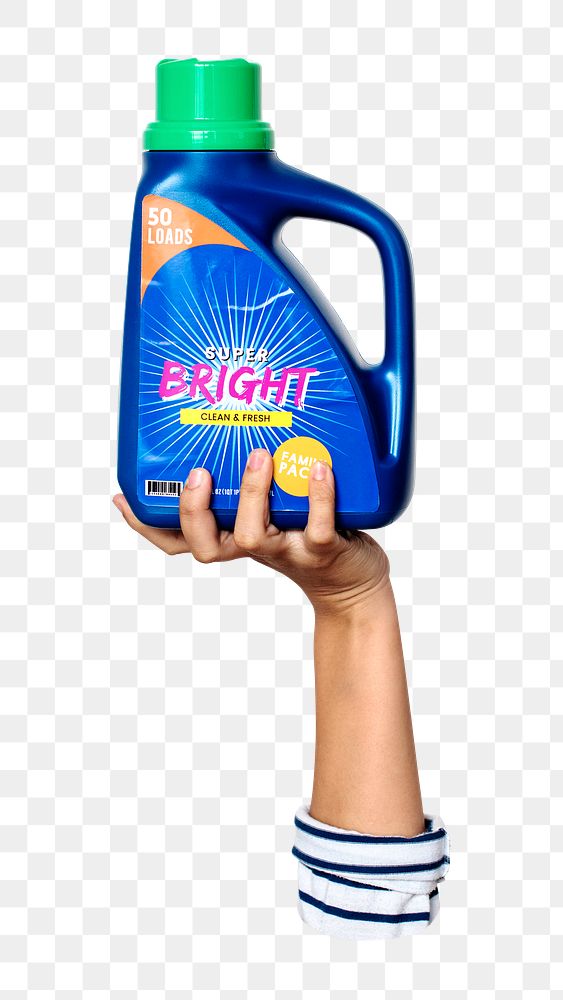 Cleaning product png in hand, transparent background