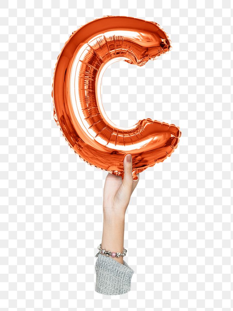 C png English alphabet, balloon uppercase letter on transparent background