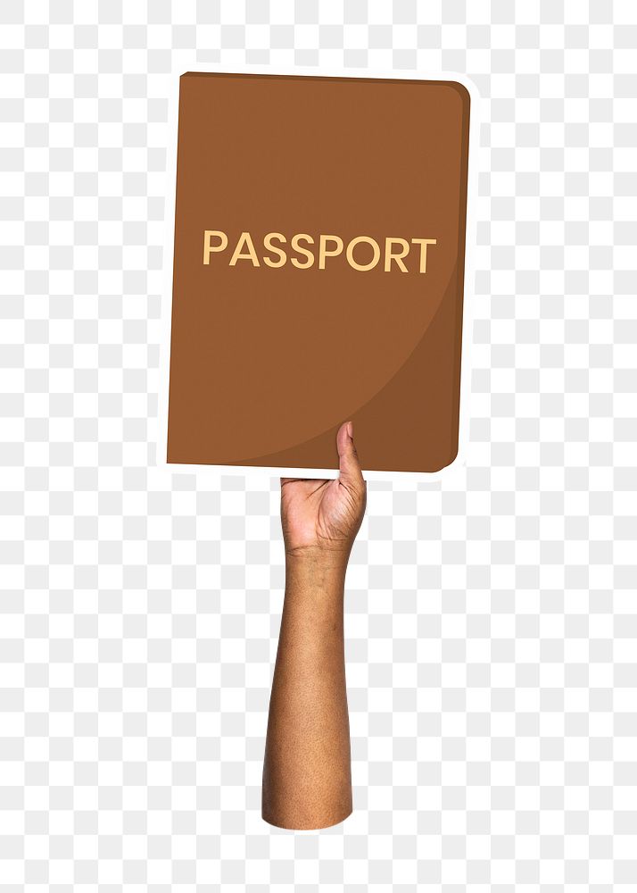 Hand holding passport png, transparent background