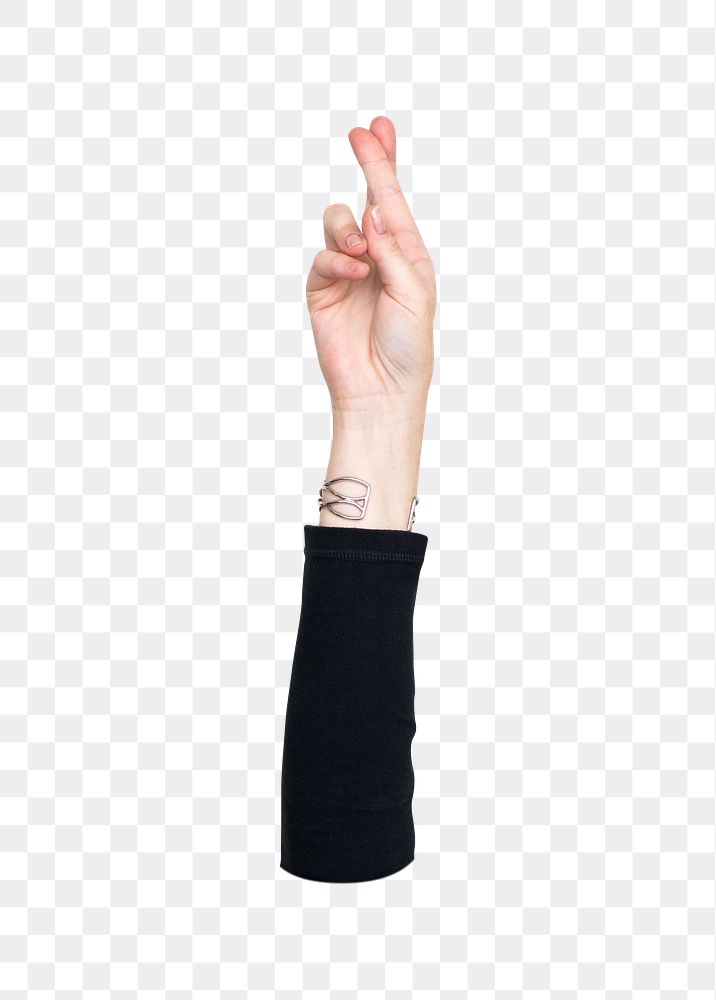Fingers crossed png hand sign, transparent background
