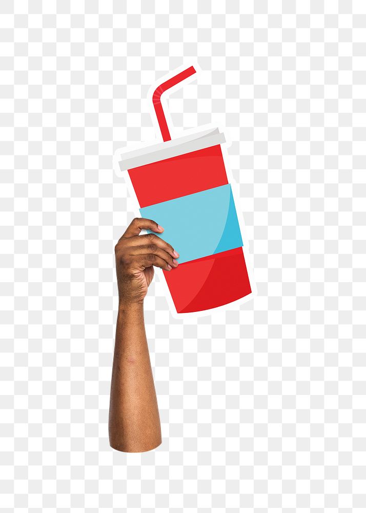 Hand holding png soda cup, transparent background