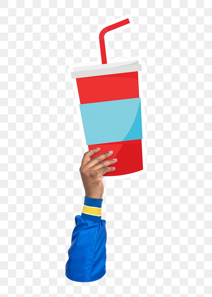 Hand holding png soda cup, transparent background