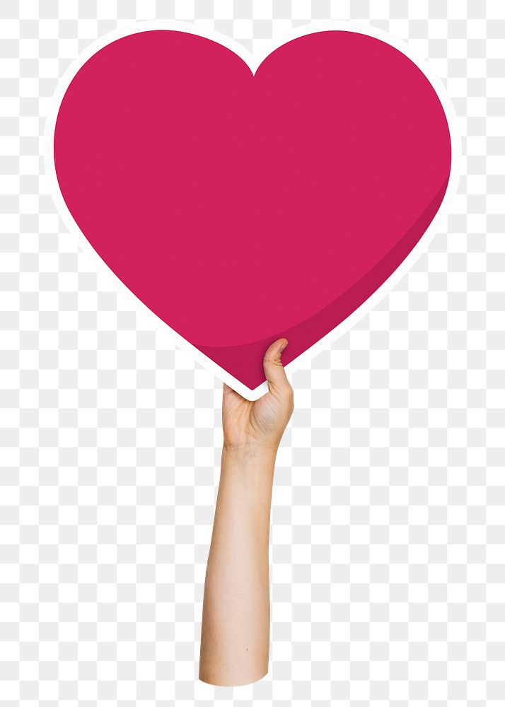 Hand holding png heart, transparent background