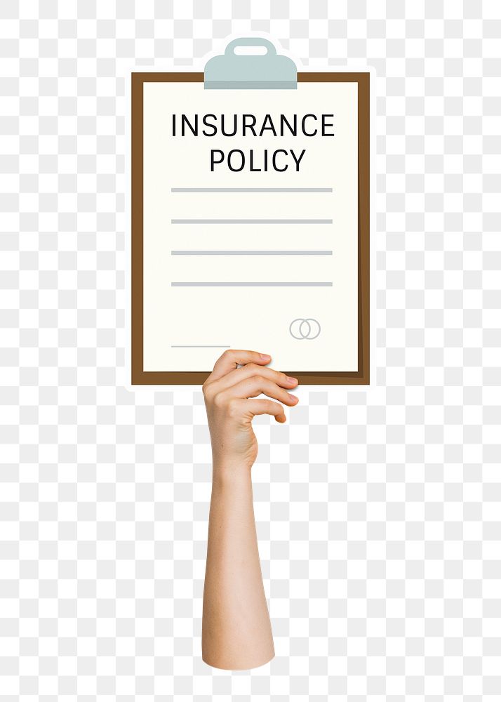 Hand holding png insurance policy, transparent background
