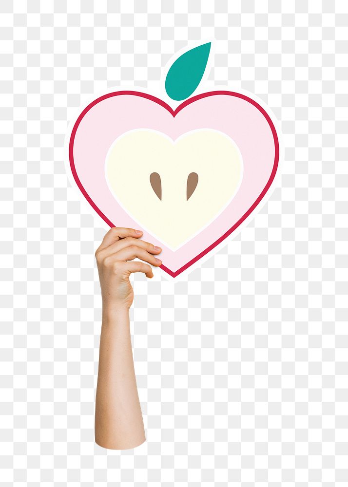 Hand holding png apple, transparent background