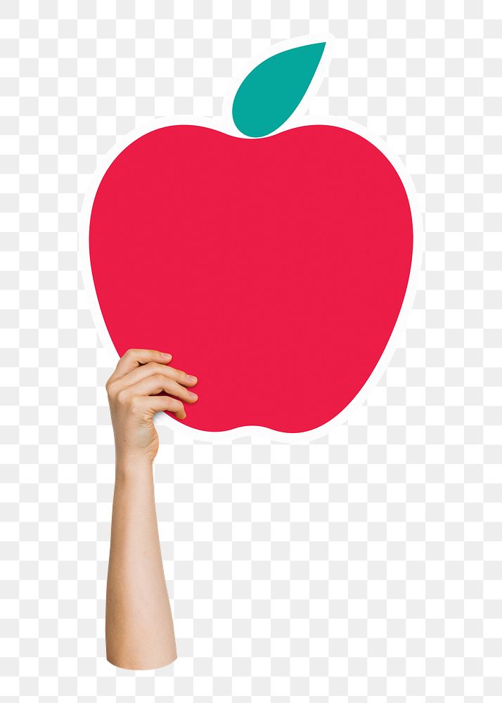 Hand holding png apple, transparent background