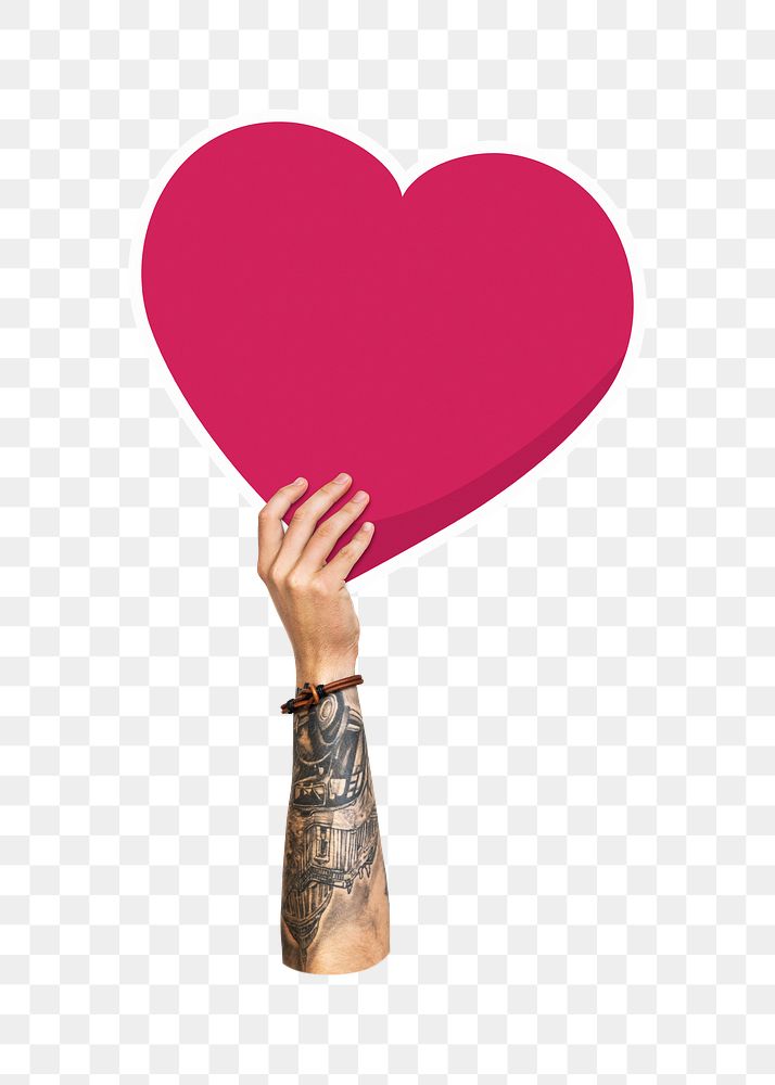 Hand holding png heart, transparent background