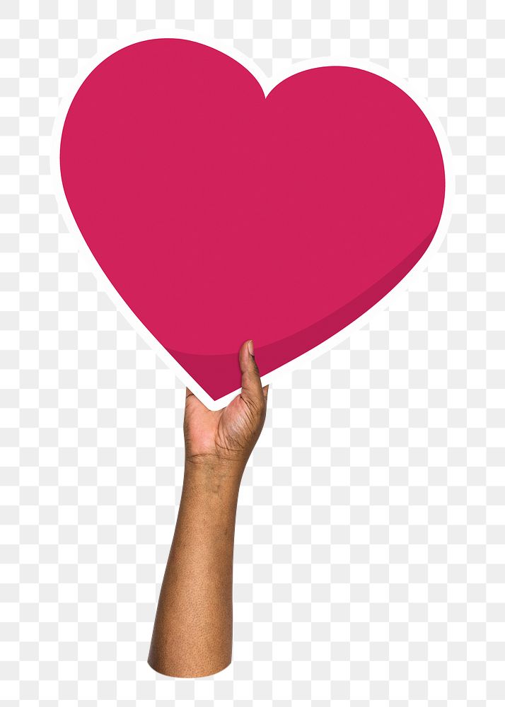 Hand holding png heart, transparent background