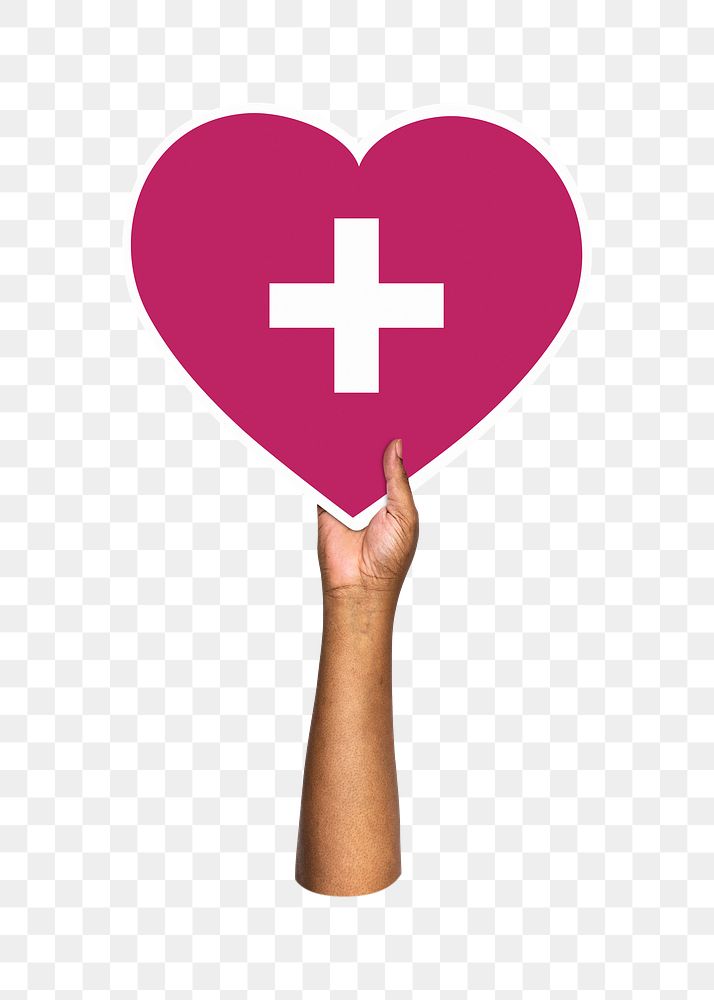 Hand holding png health heart, transparent background