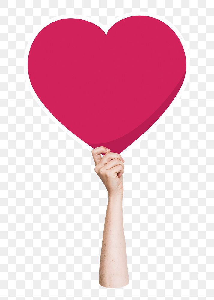 Hand holding png heart, transparent background