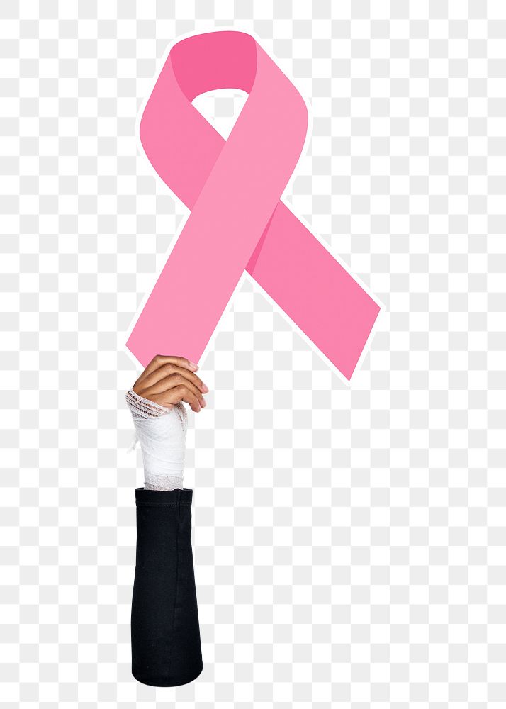 Pink ribbon png sticker, breast cancer awareness, transparent background