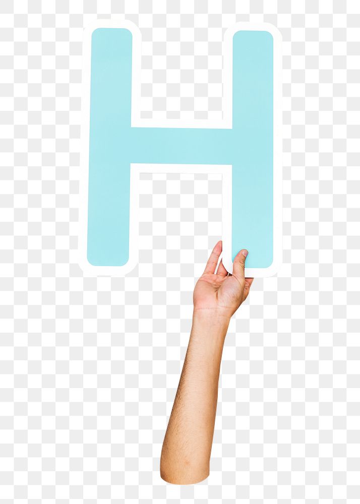 Letter H png hand holding sign, transparent background