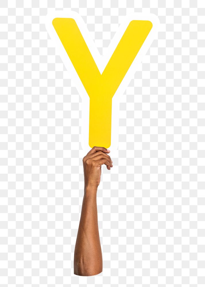 Letter Y png hand holding sign, transparent background