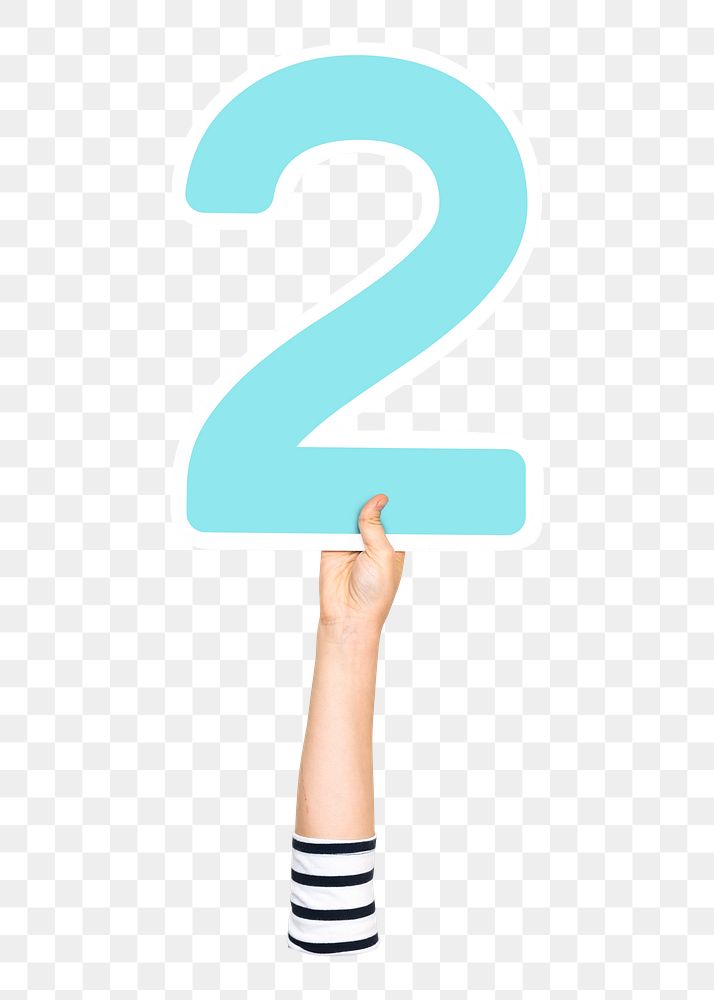 Number two sign png hand holding sign, transparent background