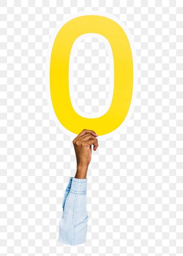 Number 0 png hand holding sign, transparent background