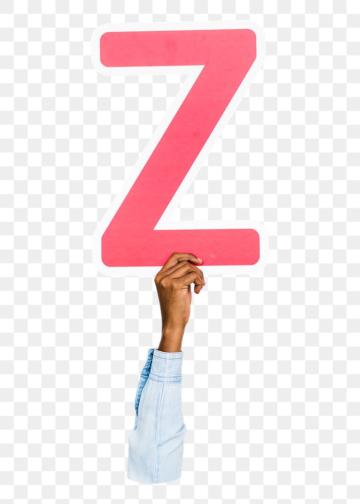 Letter Z png hand holding sign, transparent background