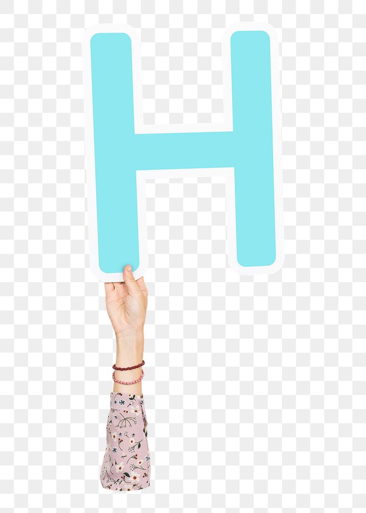 Letter H sign png hand holding sign, transparent background