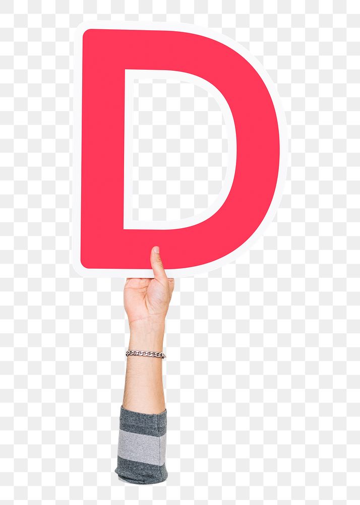 D sign png hand holding sign, transparent background