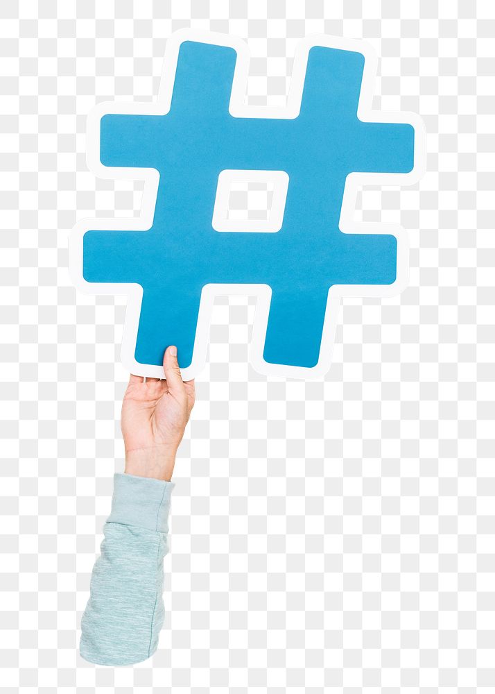 Hashtag icon png hand holding sign, transparent background