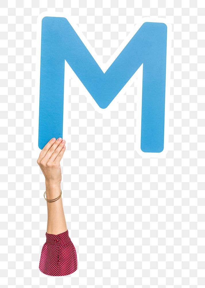 M png English alphabet, hand holding uppercase letter, transparent background